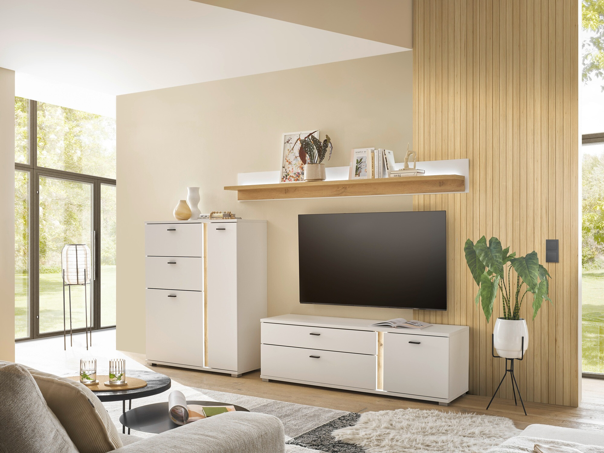 Cómoda Avimavi 108 (Blanco + Roble wotan)