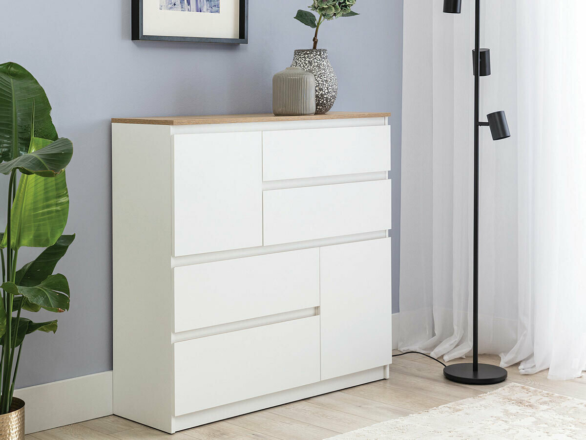 Cómoda Catelbi 105 (Blanco + Roble)