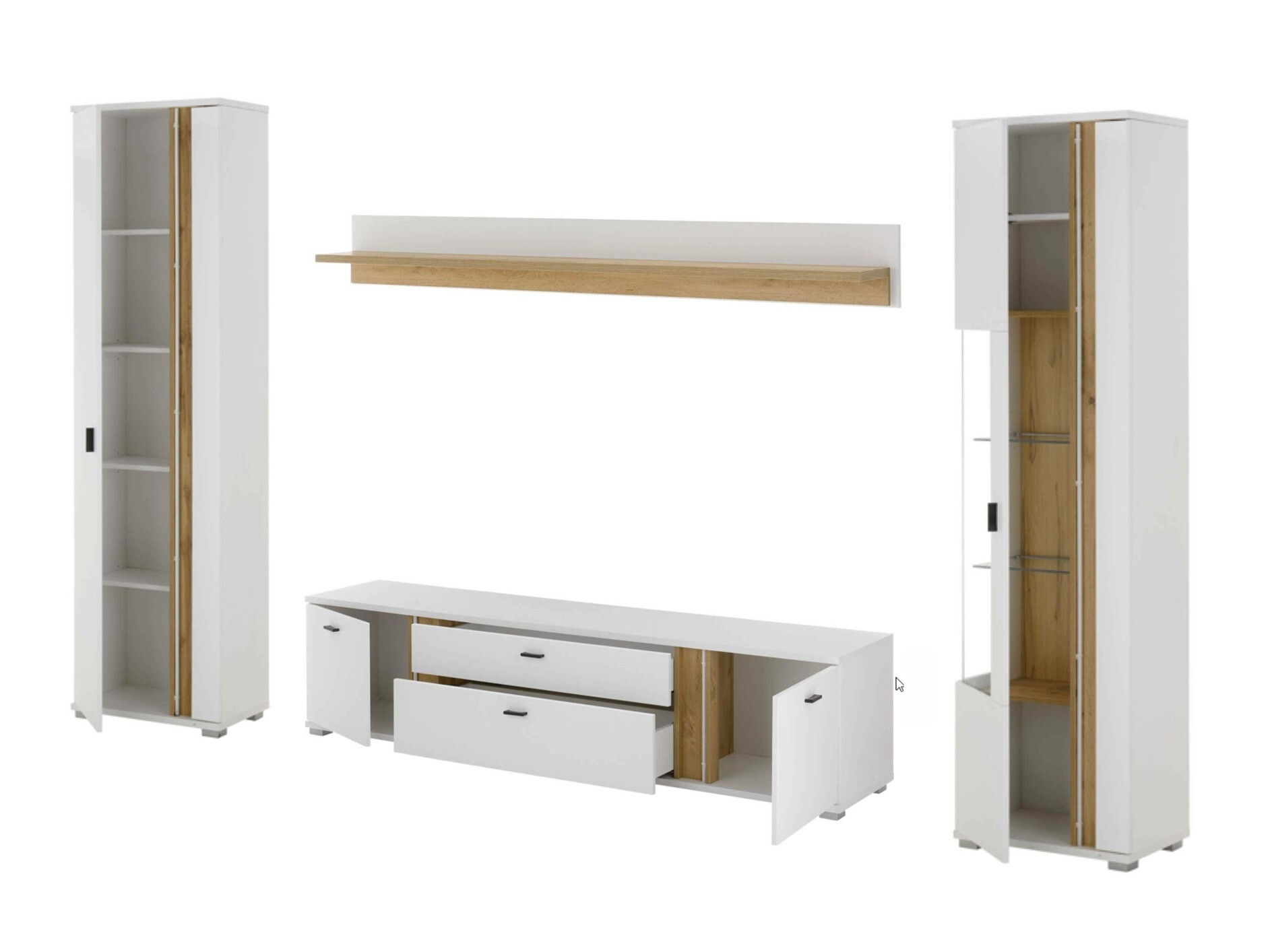 Conjunto de salón Avimavi 118 (Blanco + Roble wotan)