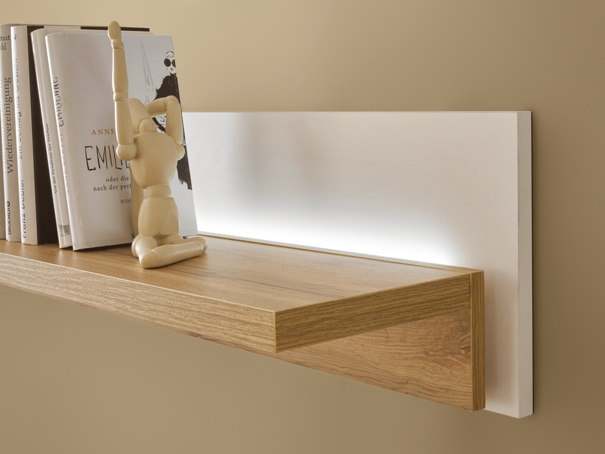 Estantería de pared Avimavi 110 (Blanco + Roble wotan)