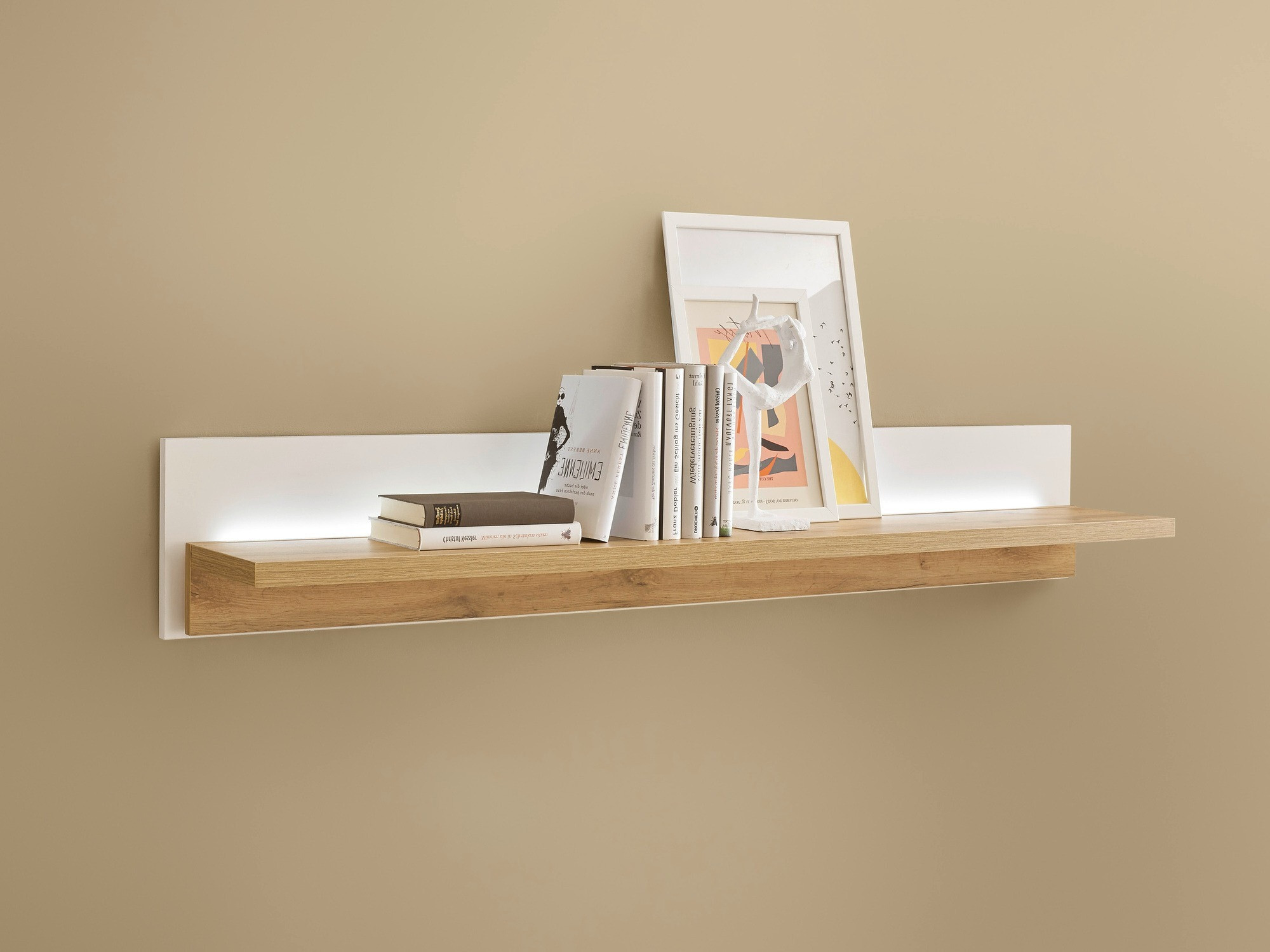 Estantería de pared Avimavi 110 (Blanco + Roble wotan)