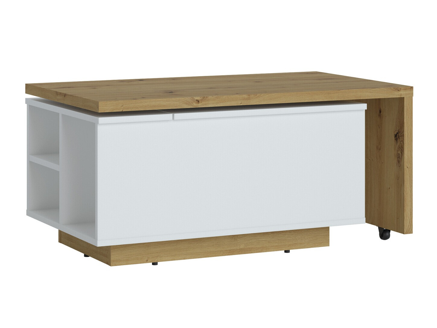 Mesa de centro convertible Ontario 133 (Blanco + Roble Artisan)