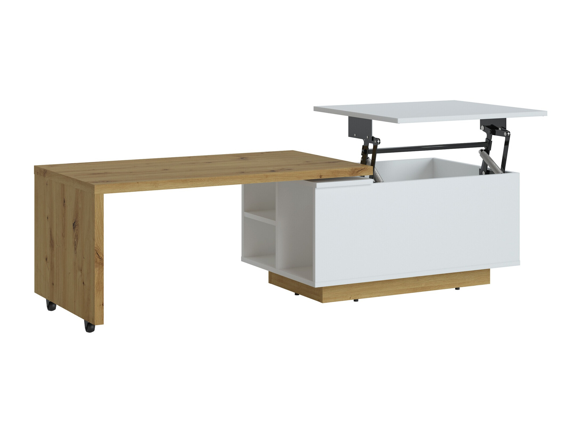 Mesa de centro convertible Ontario 133 (Blanco + Roble Artisan)