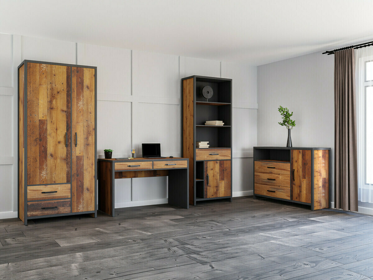 Cómoda Belsera 101 (Marrón + Madera gris)