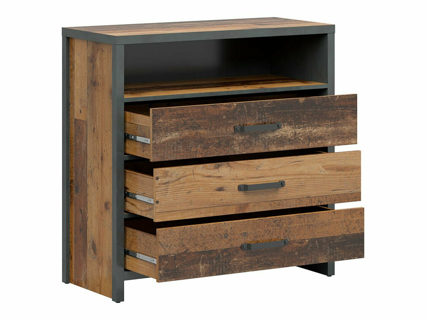 Cómoda Belsera 102 (Marrón + Madera gris)