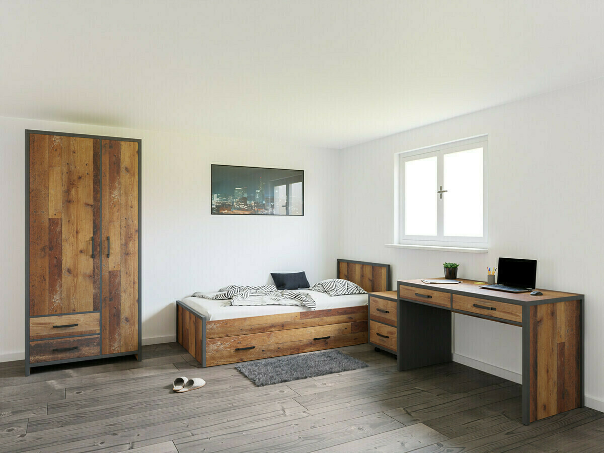 Mesa de oficina Belsera 100 (Marrón + Madera gris)