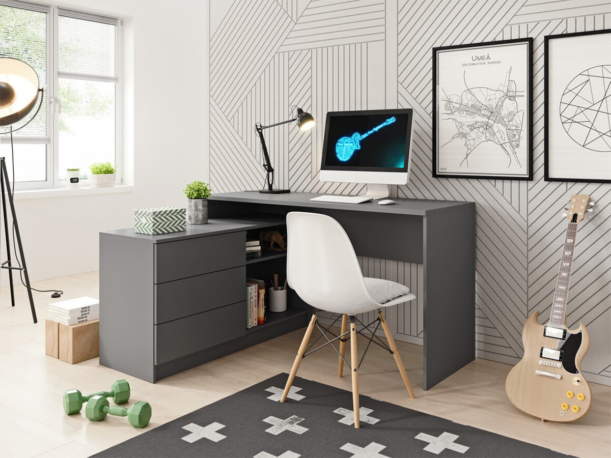 Mesa de ordenador esquinera Kingston 130 (Grafito)