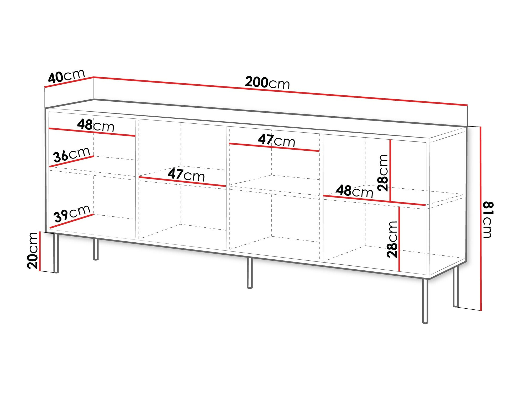Aparador Flosoru 102 (Negro)