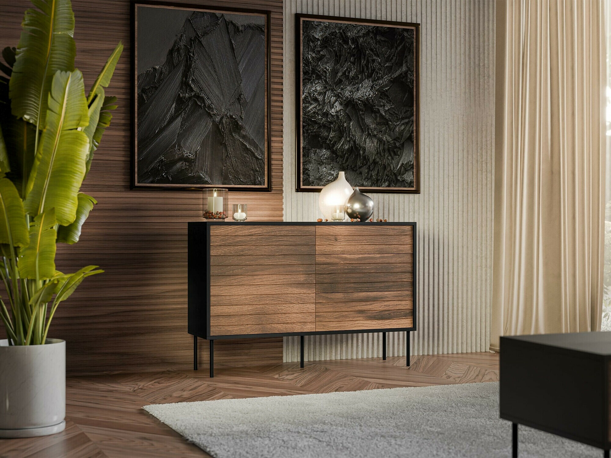 Cómoda Flosoru 101 (Nogal + Negro)