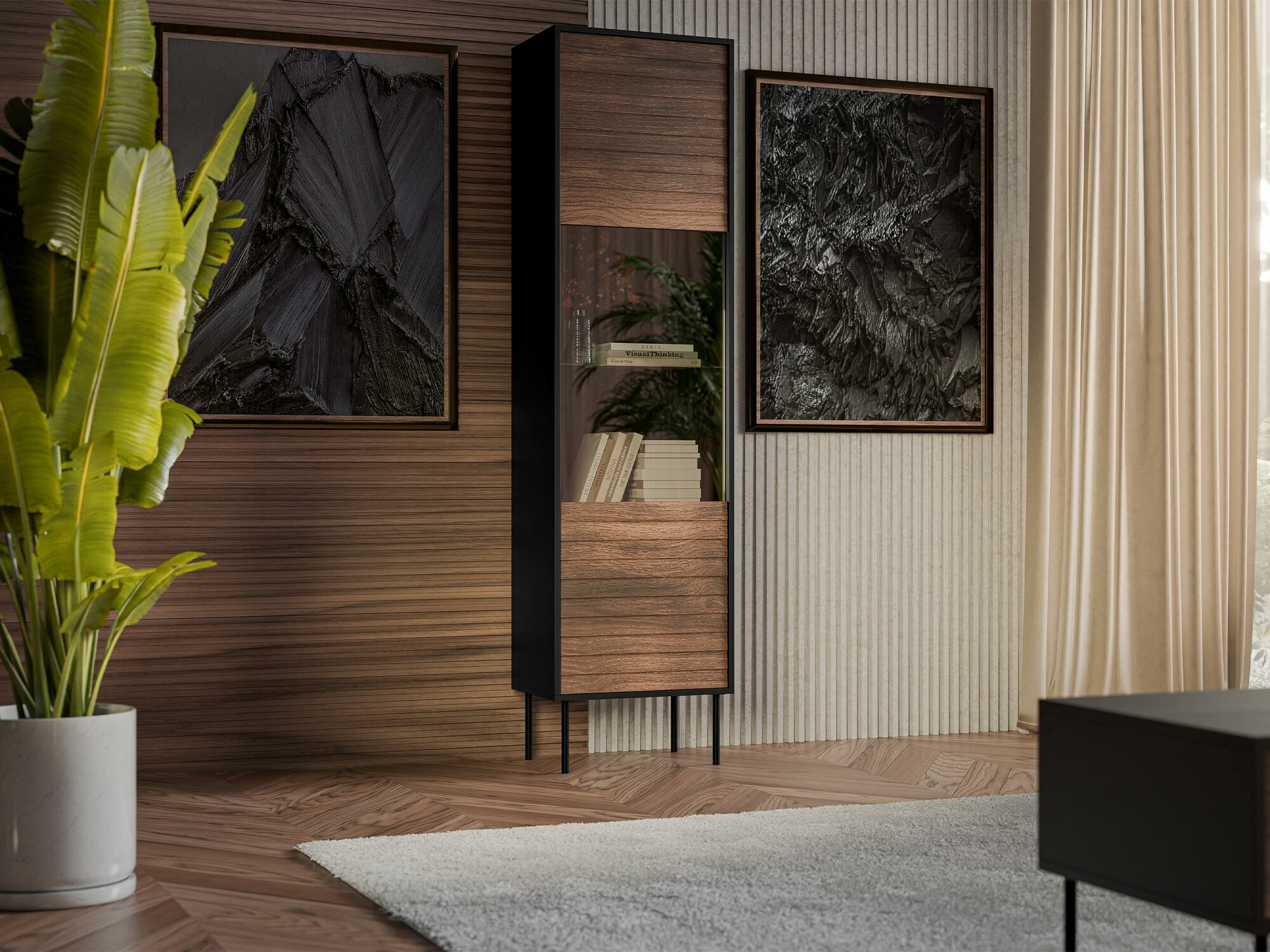 Estantería Flosoru 107 (Nogal + Negro)