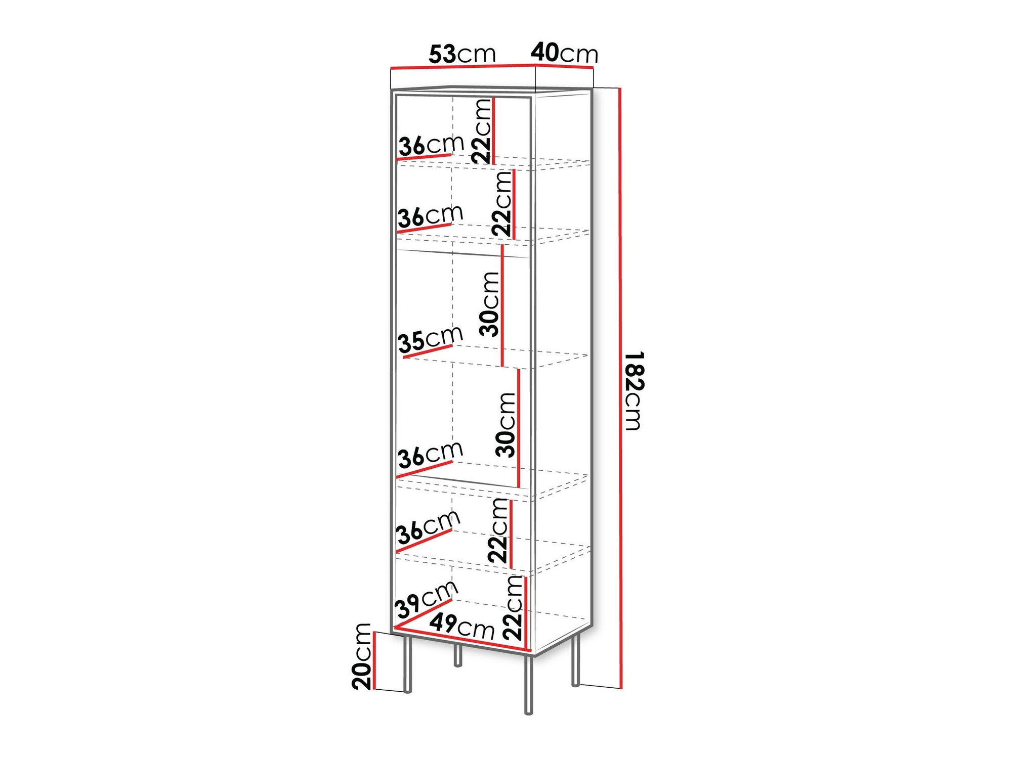 Estantería Flosoru 107 (Nogal + Negro)
