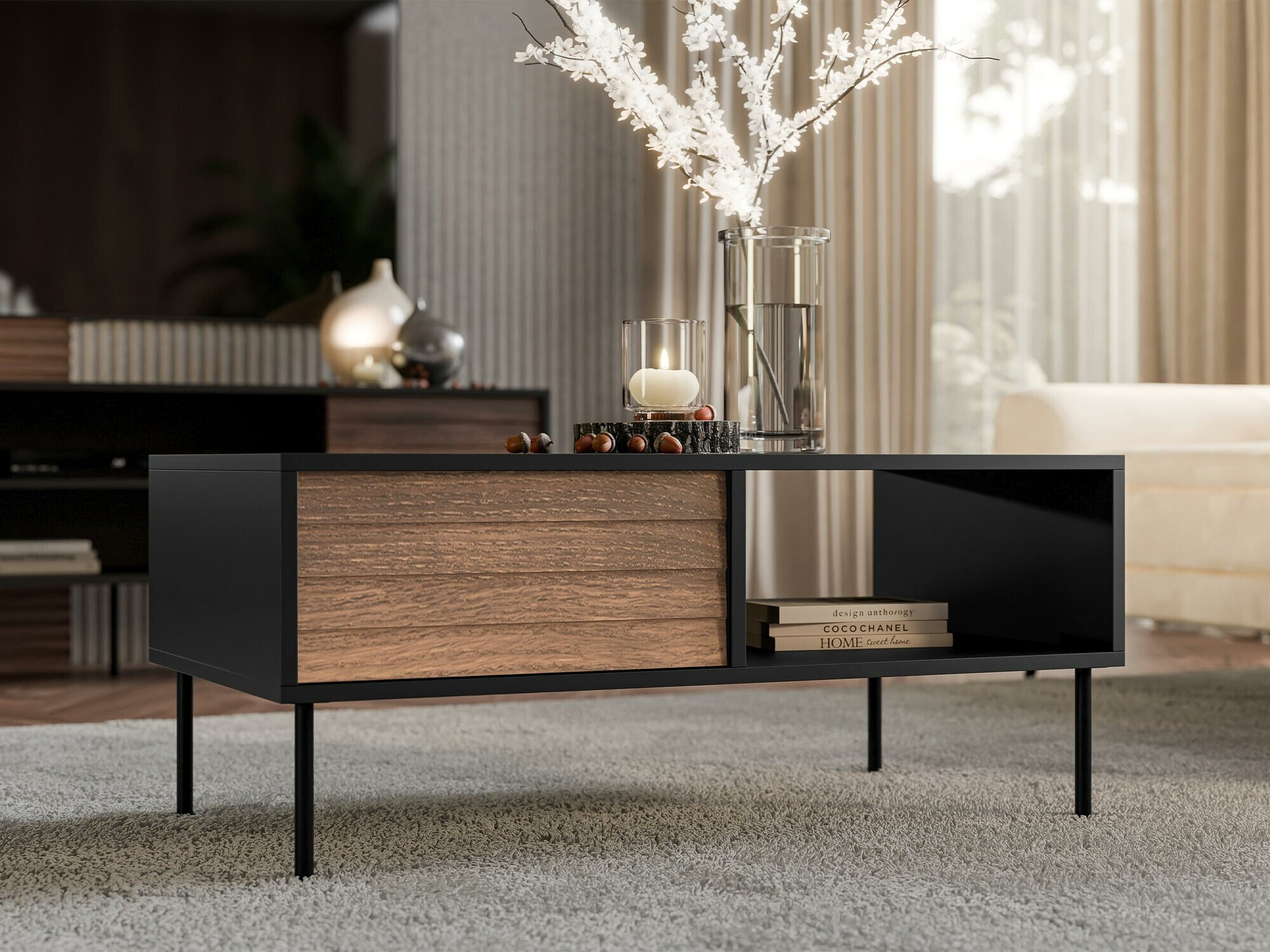 Mesa de centro Flosoru 103 (Nogal + Negro)