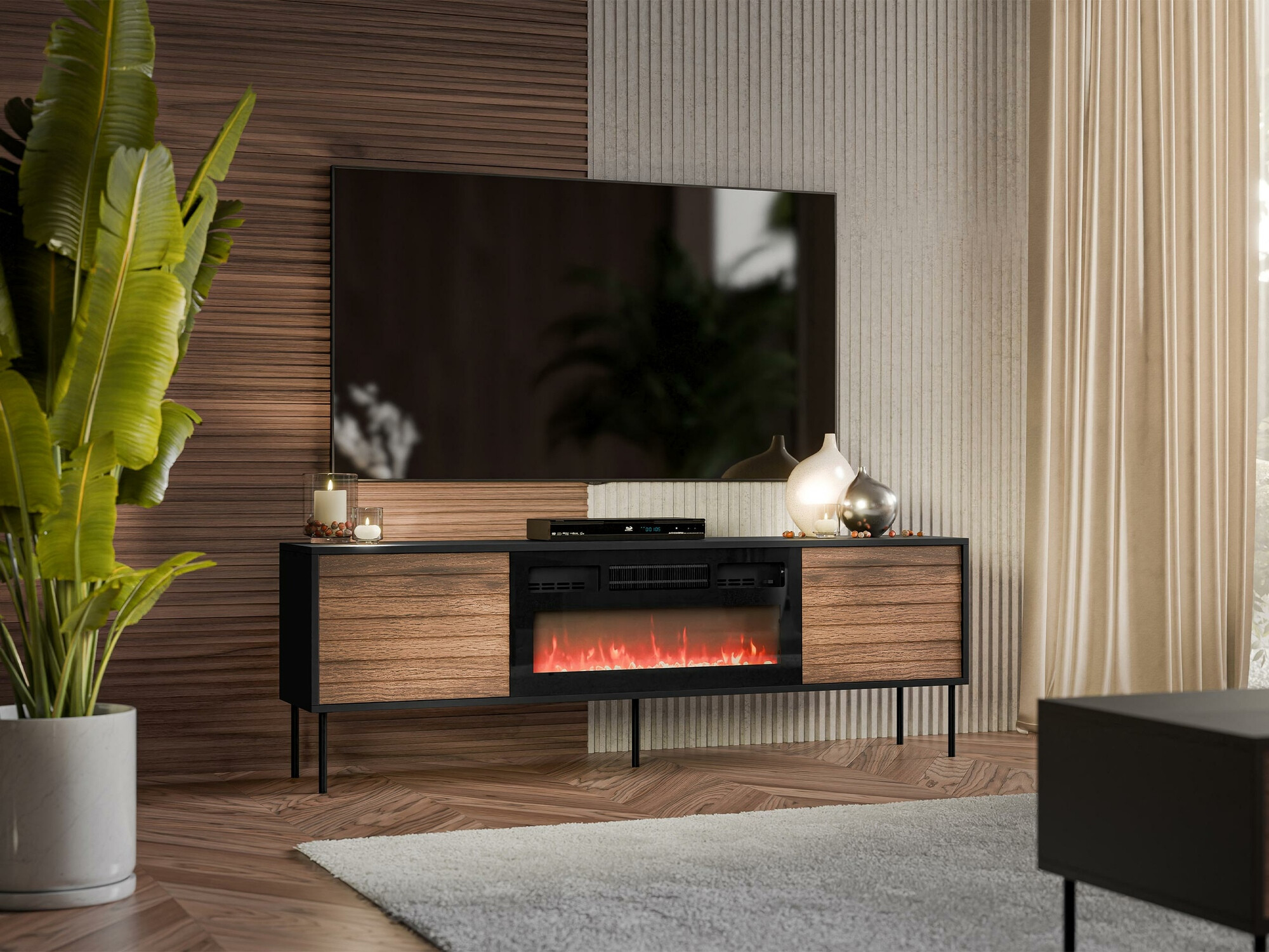 Mueble TV Flosoru 108 (Nogal + Negro)