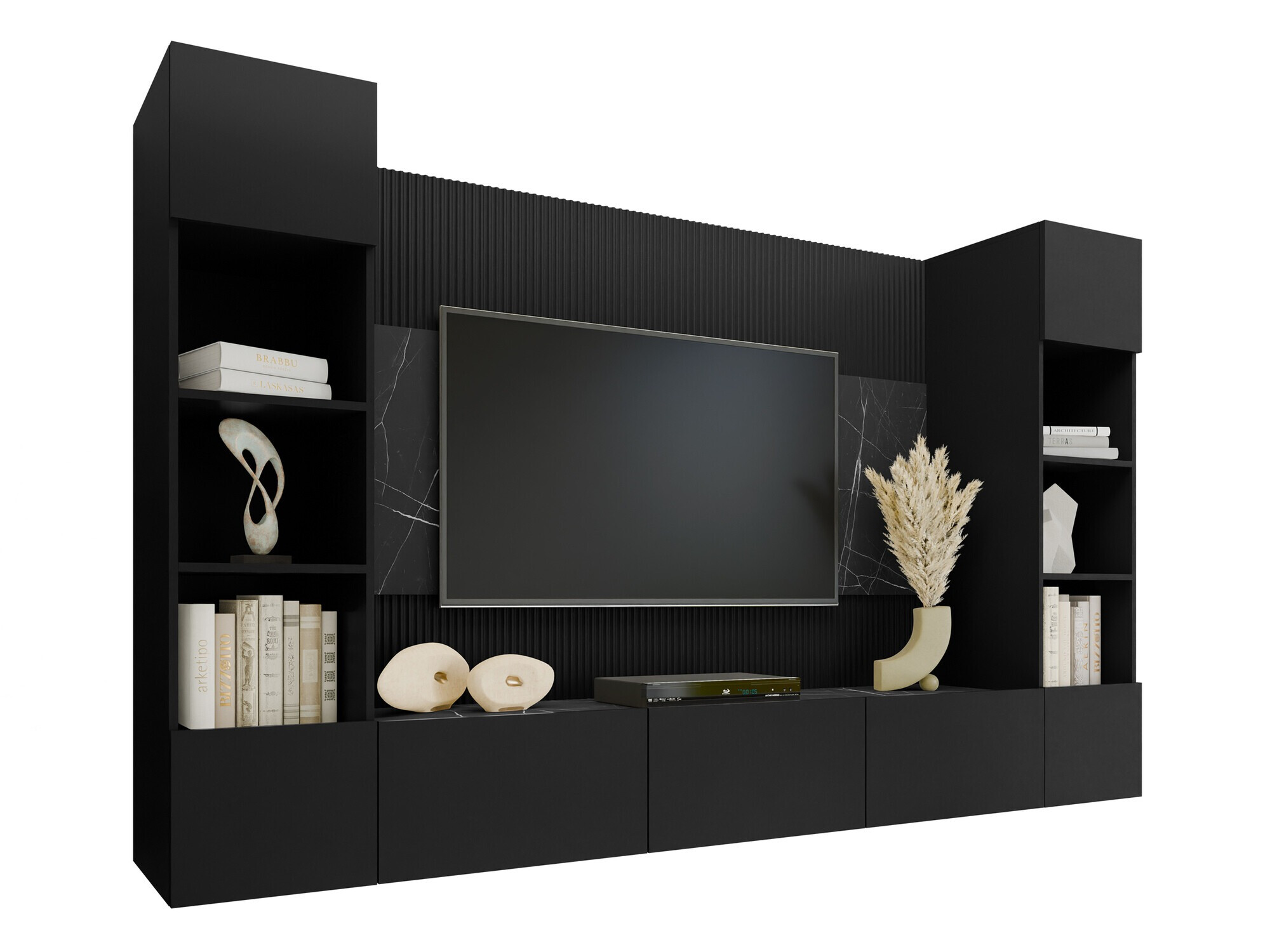 Conjunto de salón Comfivo Salix I (Negro + Mármol negro)
