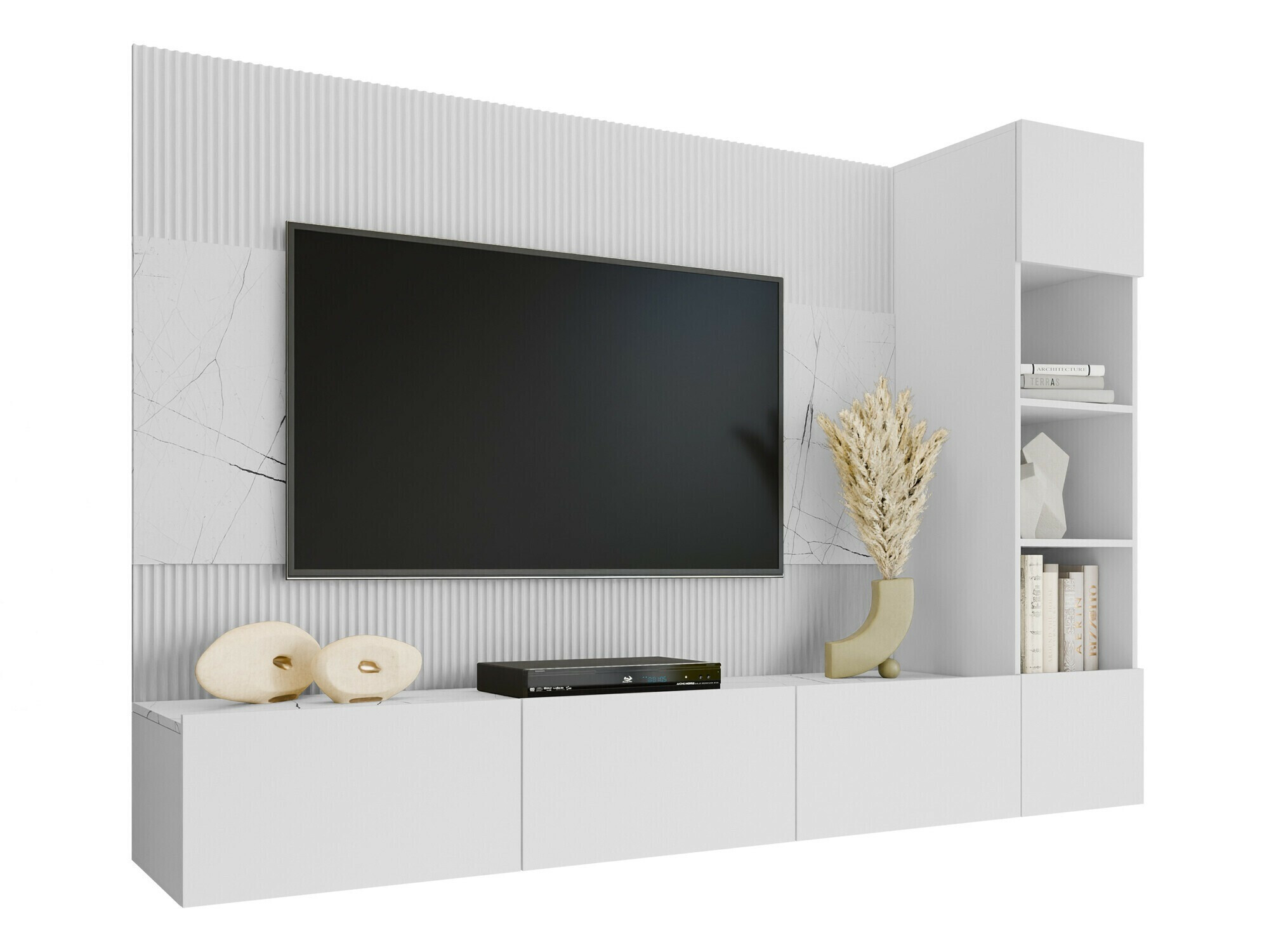 Conjunto de salón Comfivo Salix II (Blanco + Mármol blanco)
