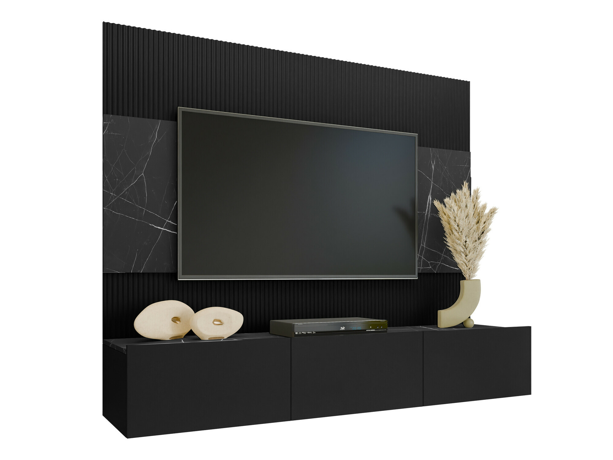 Conjunto de salón Comfivo Salix (Negro + Mármol negro)