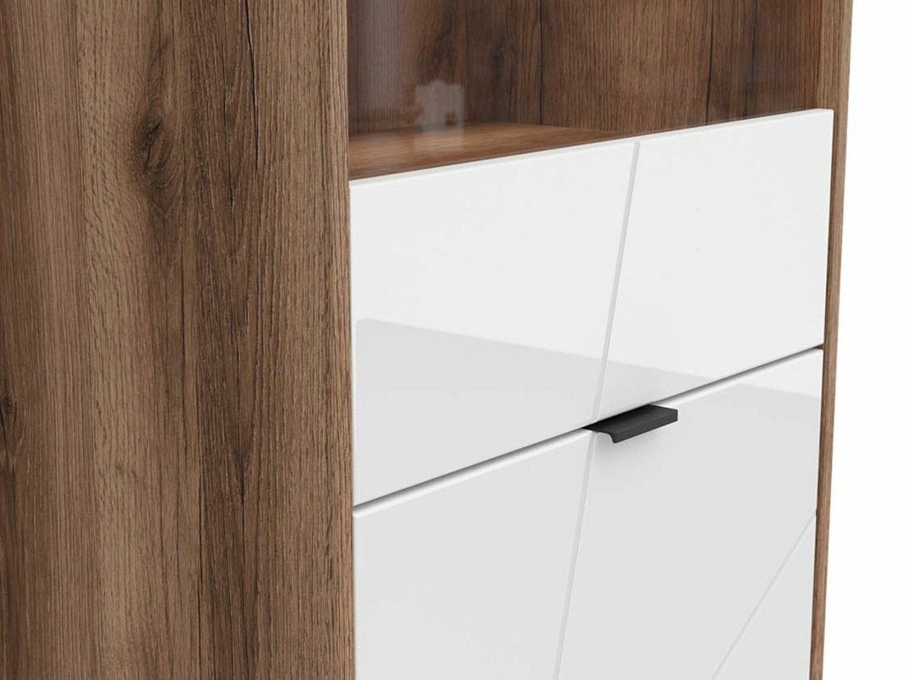 Estantería Fivale 102 (Roble delano oscuro + Blanco brillante)