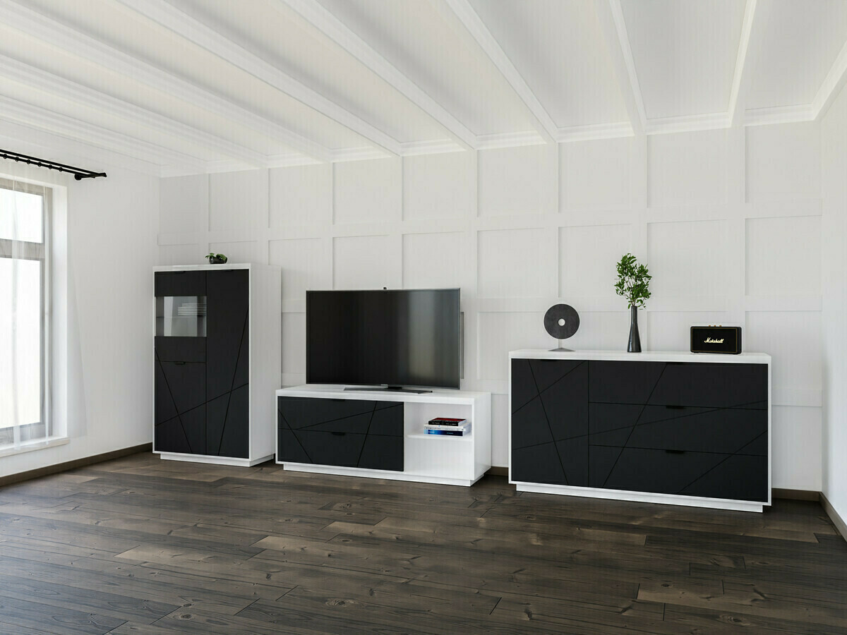 Estantería Fivale 103 (Blanco brillante + Negro mate)