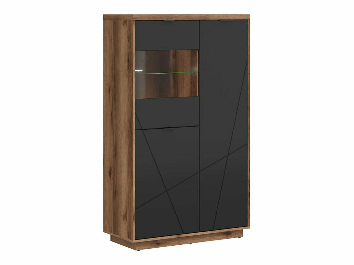 Estantería Fivale 103 (Roble delano oscuro + Negro mate)