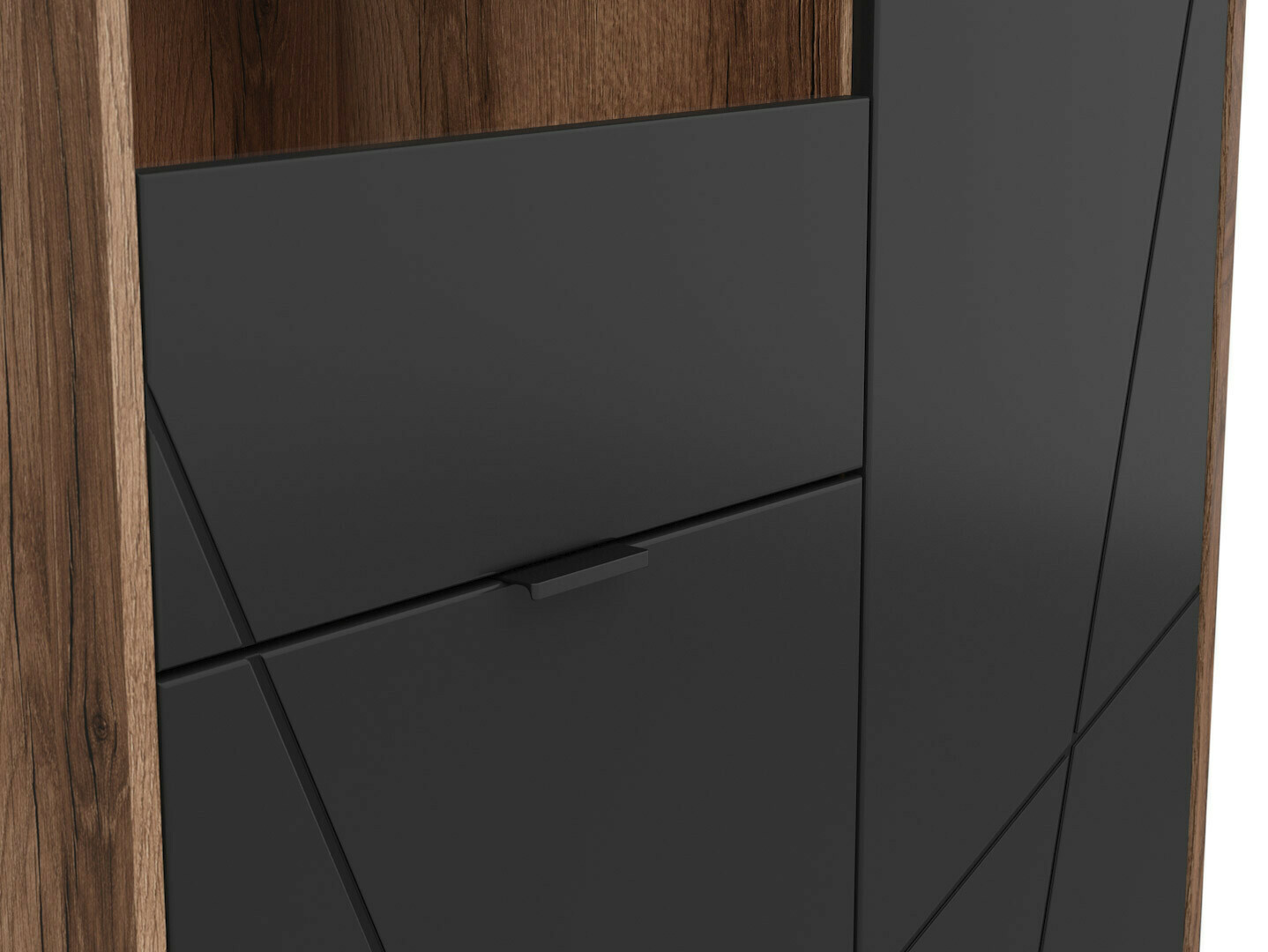 Estantería Fivale 103 (Roble delano oscuro + Negro mate)