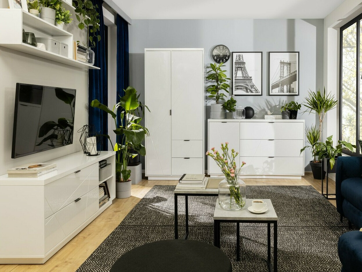 Mueble TV Fivale 104 (Blanco brillante + Blanco)