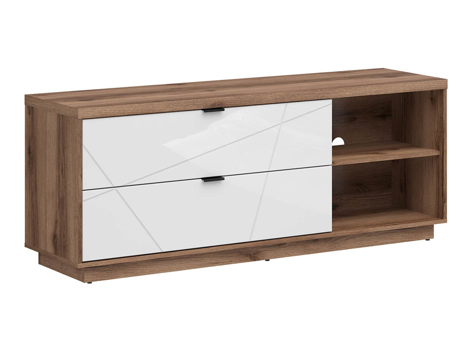 Mueble TV Fivale 104 (Roble delano oscuro + Blanco brillante)
