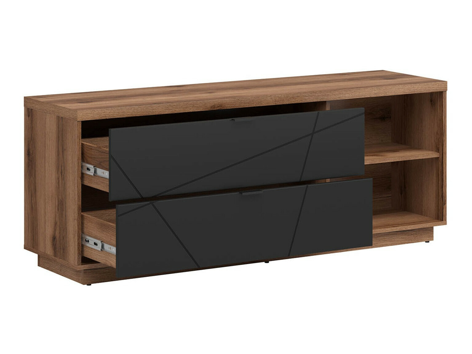 Mueble TV Fivale 104 (Roble delano oscuro + Negro mate)