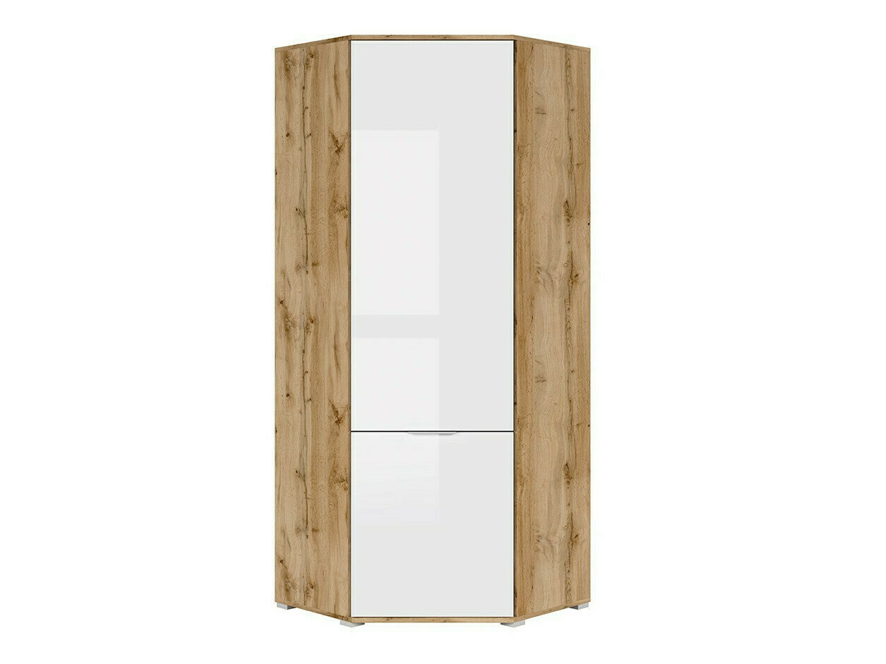 Armario de rincón Tivetra 116 (Roble wotan + Blanco brillante)