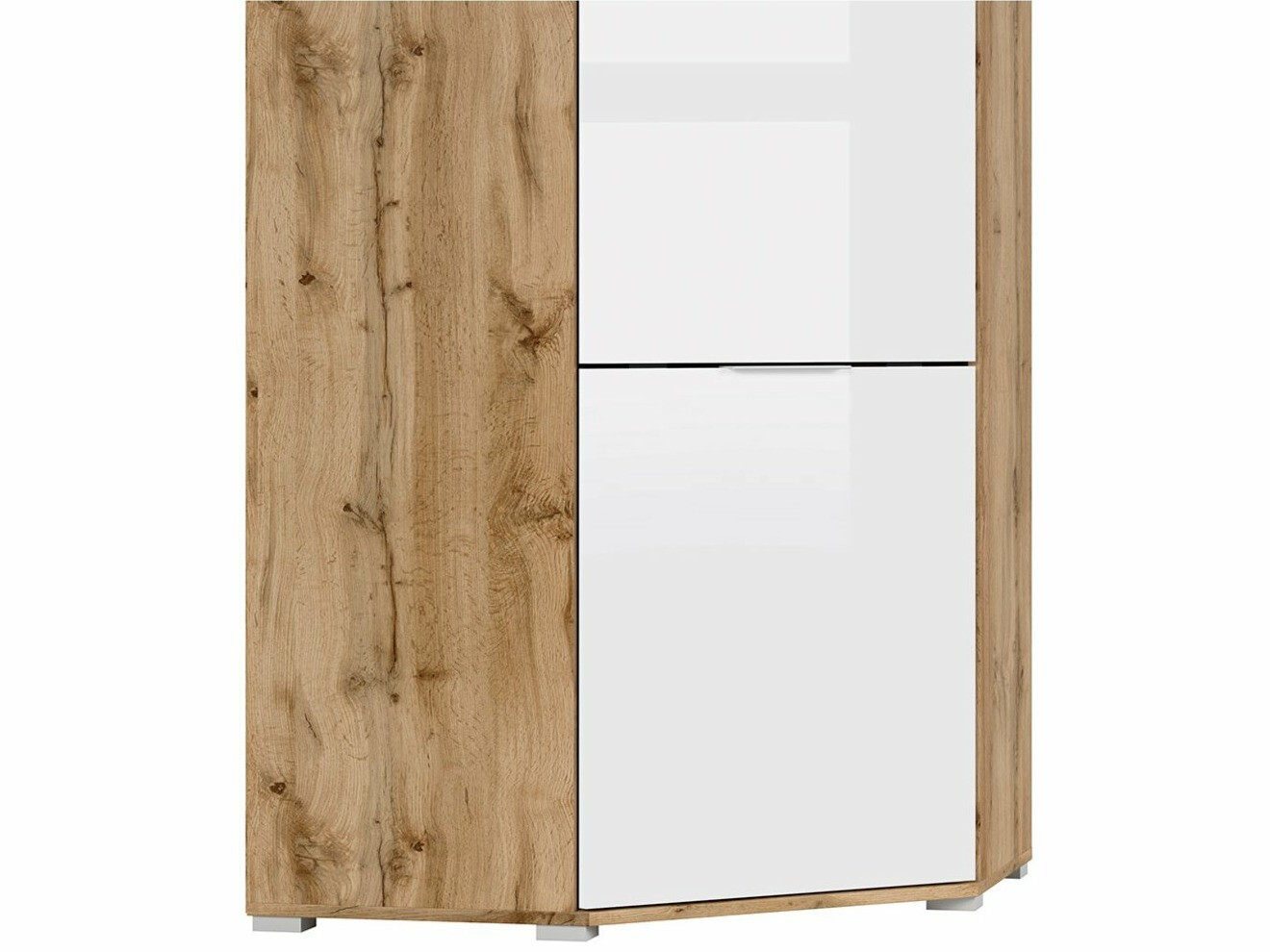 Armario de rincón Tivetra 116 (Roble wotan + Blanco brillante)