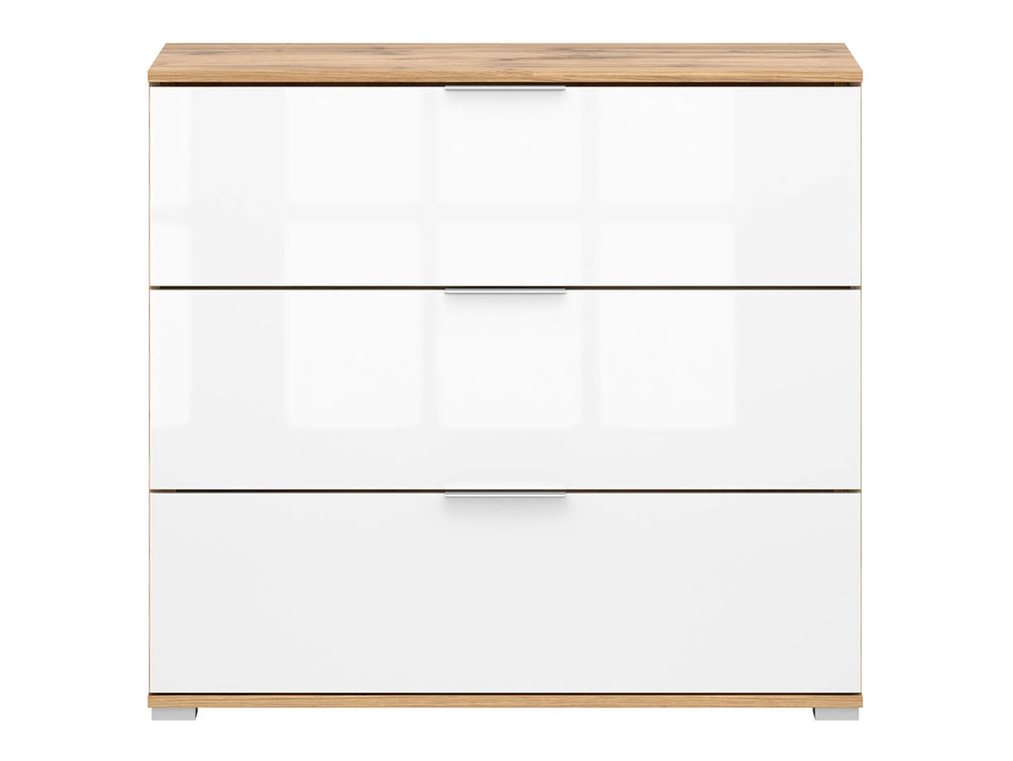 Cómoda Tivetra 102 (Roble wotan + Blanco brillante)