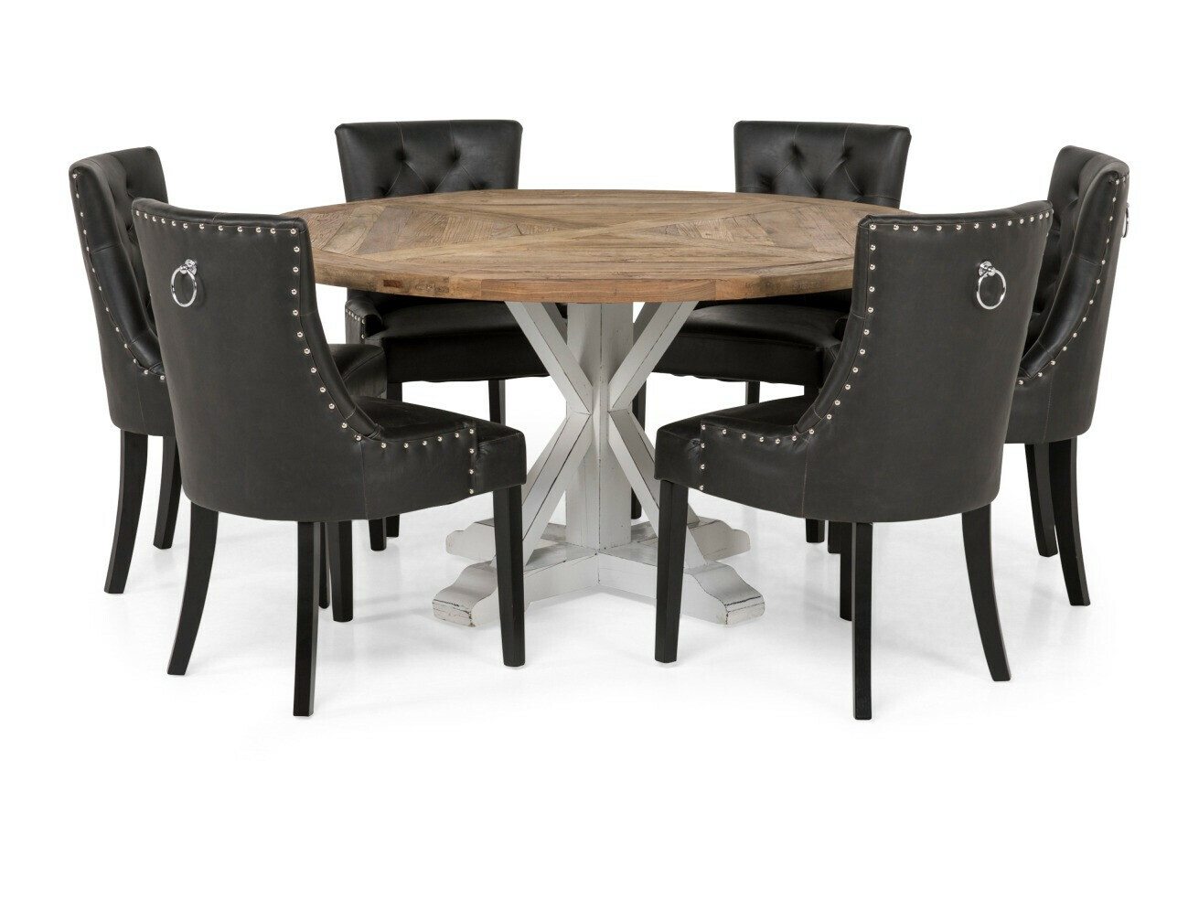 Conjunto de comedor Manor House 184 (Olmo + Blanco + Negro)