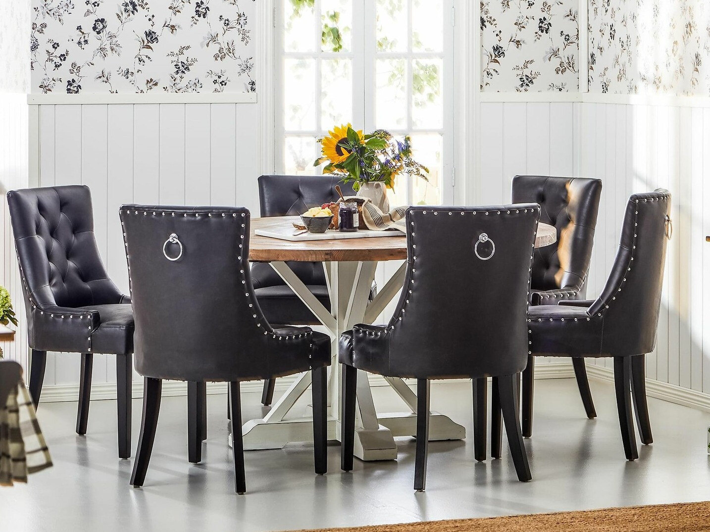 Conjunto de comedor Manor House 184 (Olmo + Blanco + Negro)