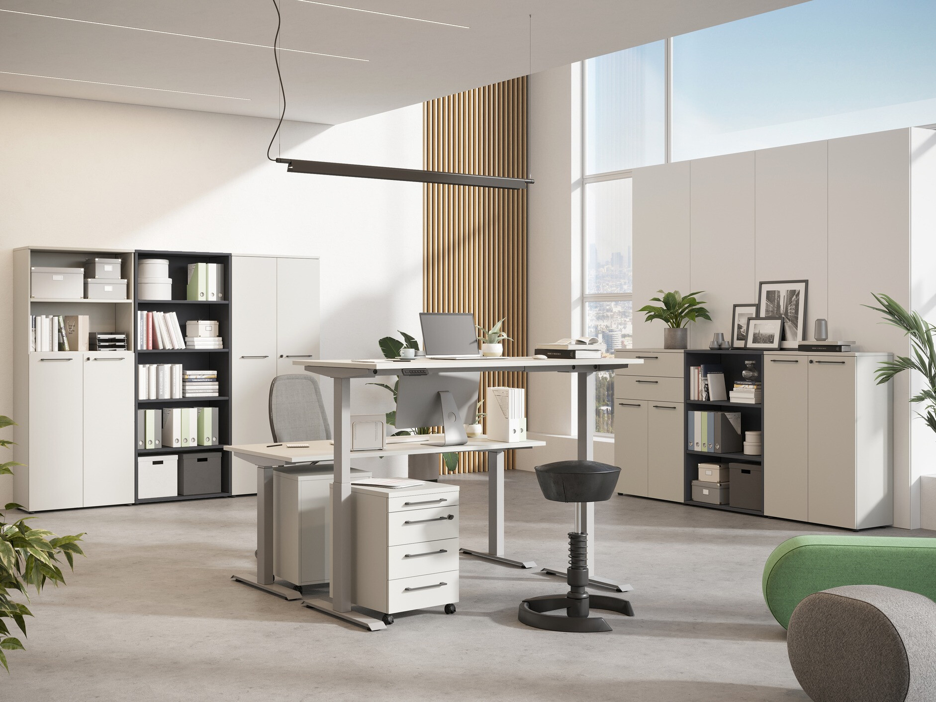 Escritorio de altura regulable Eliromo 120 (Gris claro + Plata)