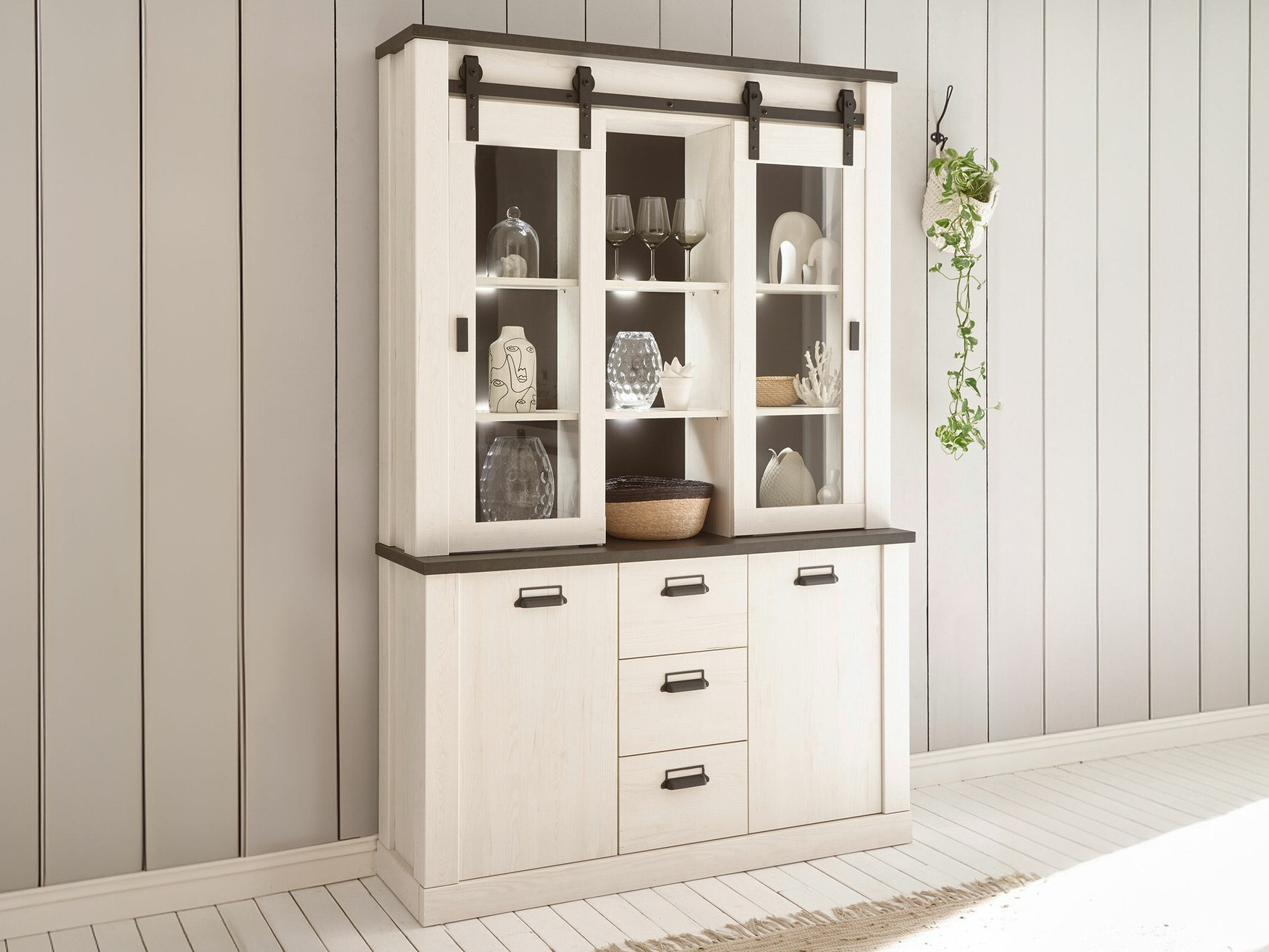 Estantería Cirtale 110 (Pino blanqueado + Antrahite)