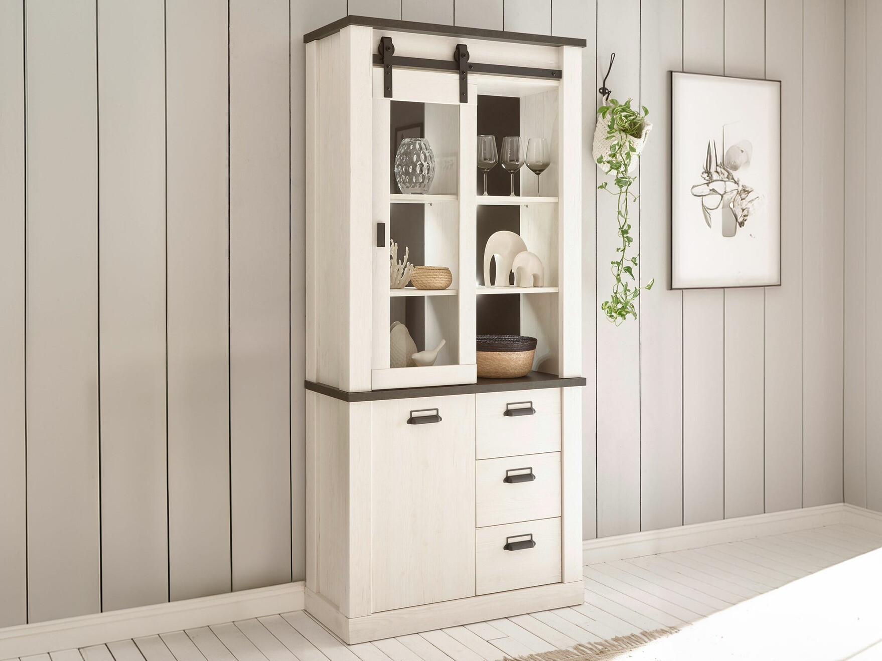 Estantería Cirtale 114 (Pino blanqueado + Antrahite)