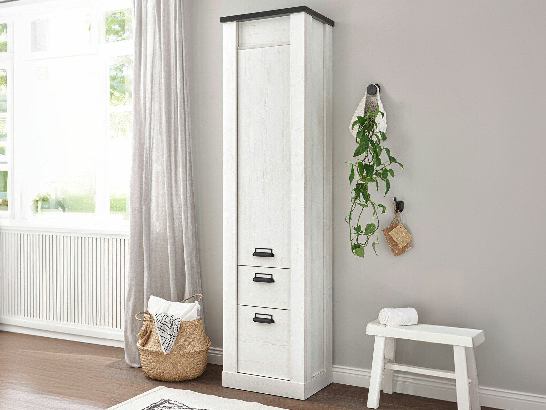 Estantería Cirtale 115 (Antracita + Pino blanqueado)