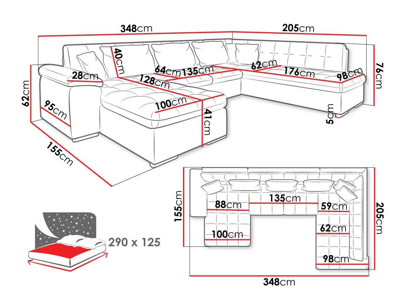 Sofá rinconero Comfivo 180 (Baloo 2074)