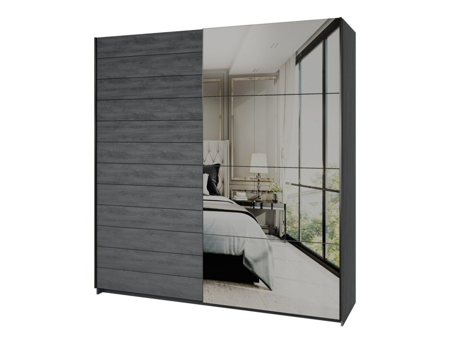 Armario Levruvu 105 (Roble gris + Negro)