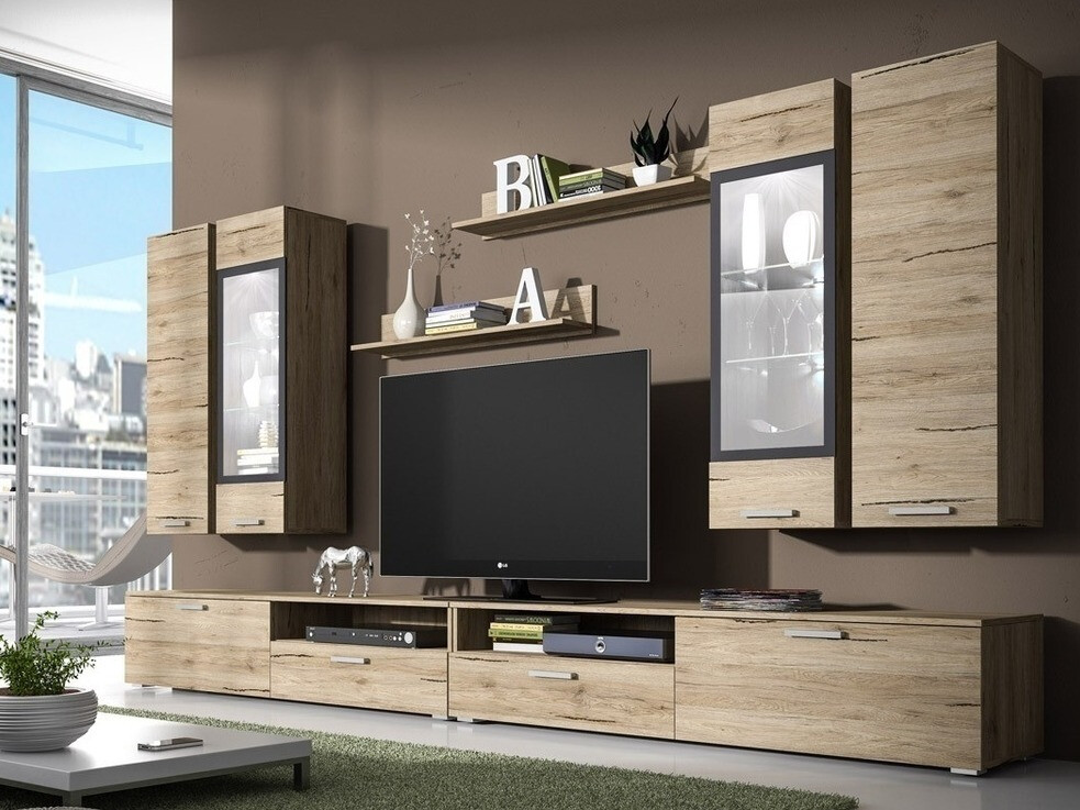 Conjunto de salón Austin 105 (Roble sanremo+ Antracita)