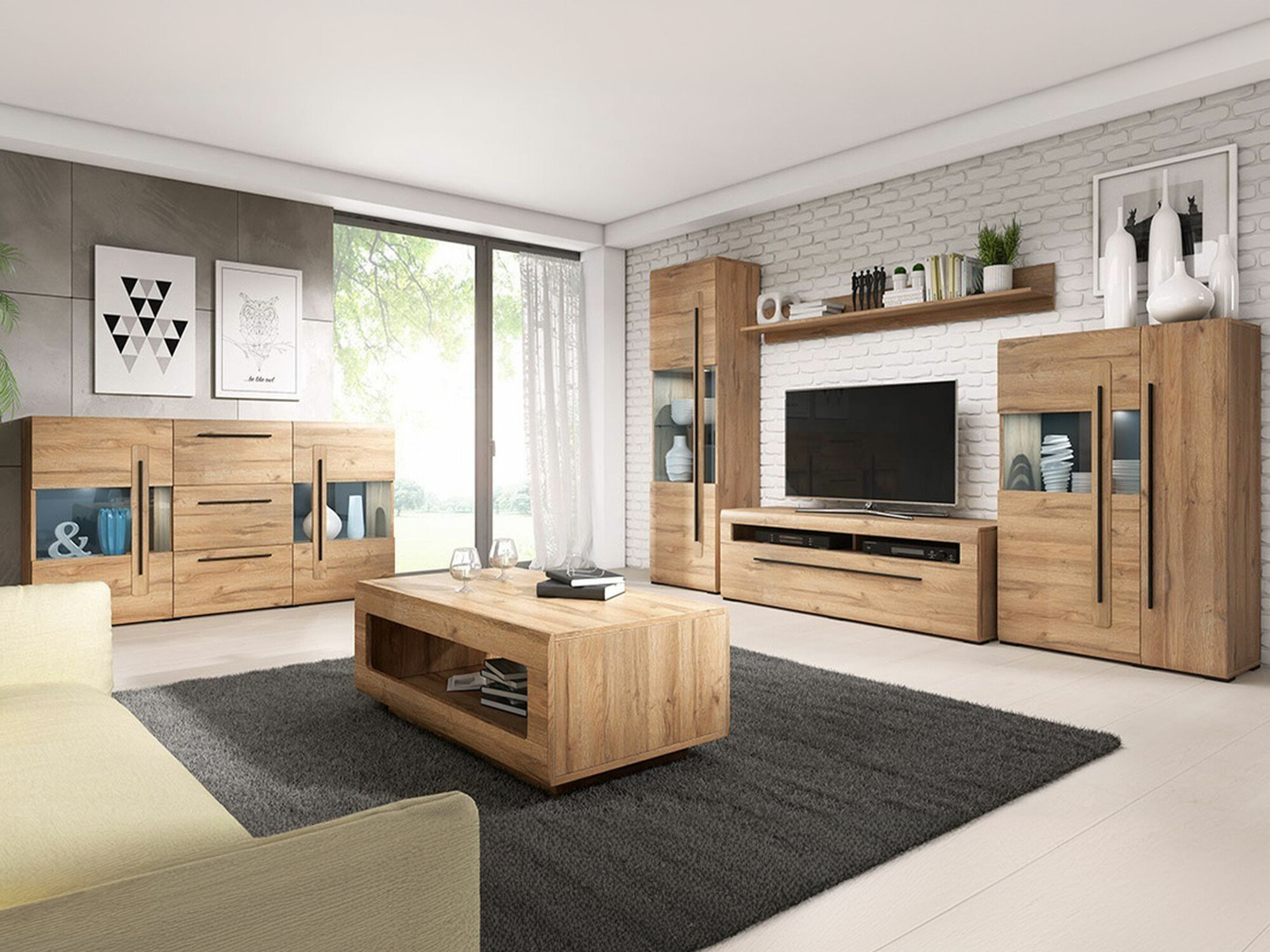 Conjunto de salón Ophsalu 112 (Roble nieto)