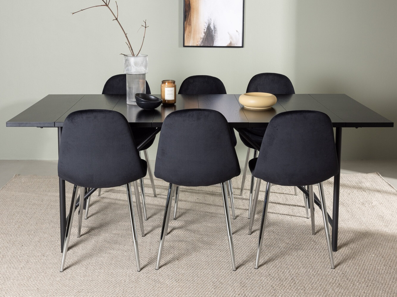 Conjunto de mesas y sillas para comedor Dallas 3964 (Negro + Plata)