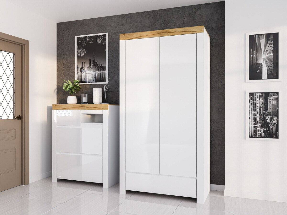 Zapatero Sonsoru 119 (Blanco + Blanco brillante + Roble wotan)