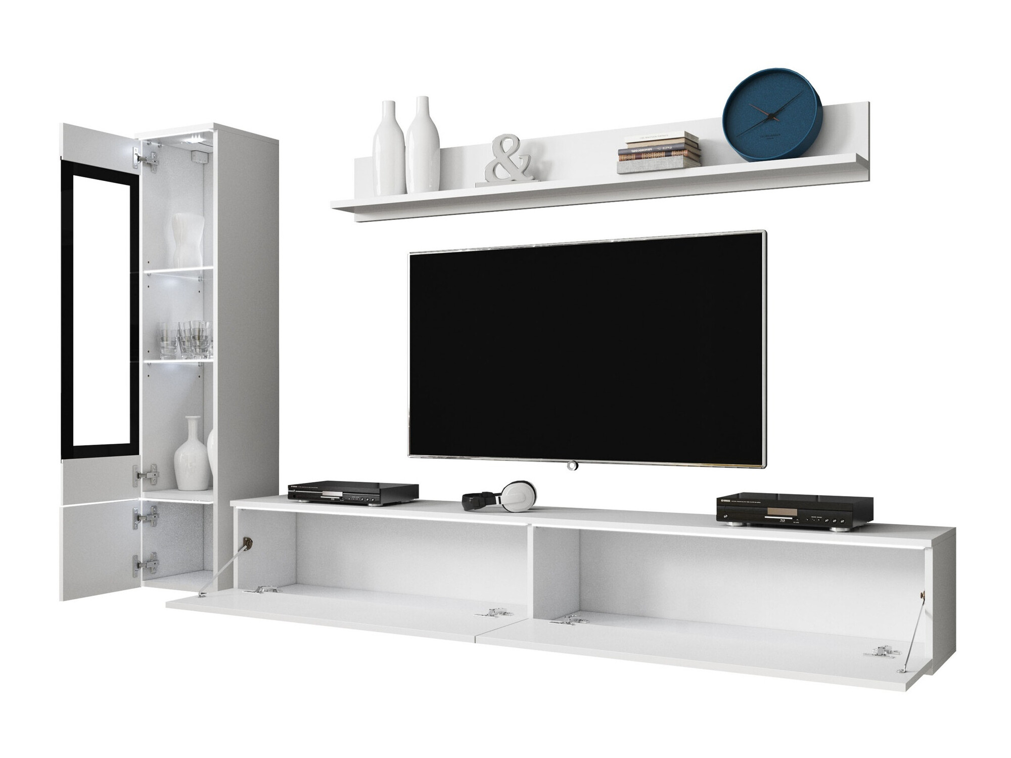 Conjunto de salón Mirfivo 100 (Blanco + Blanco brillante)