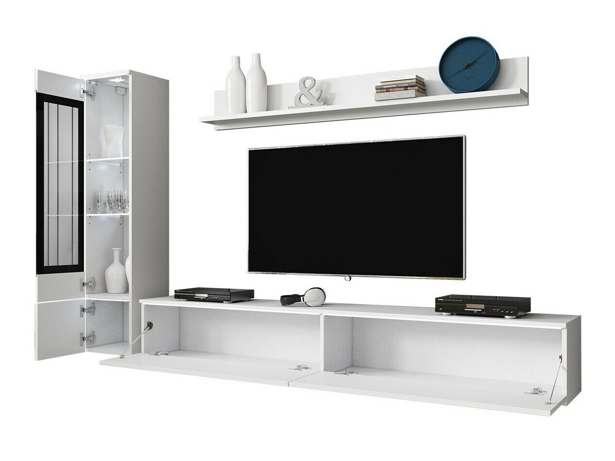 Conjunto de salón Mirfivo 100 (Roble wotan + Blanco brillante)