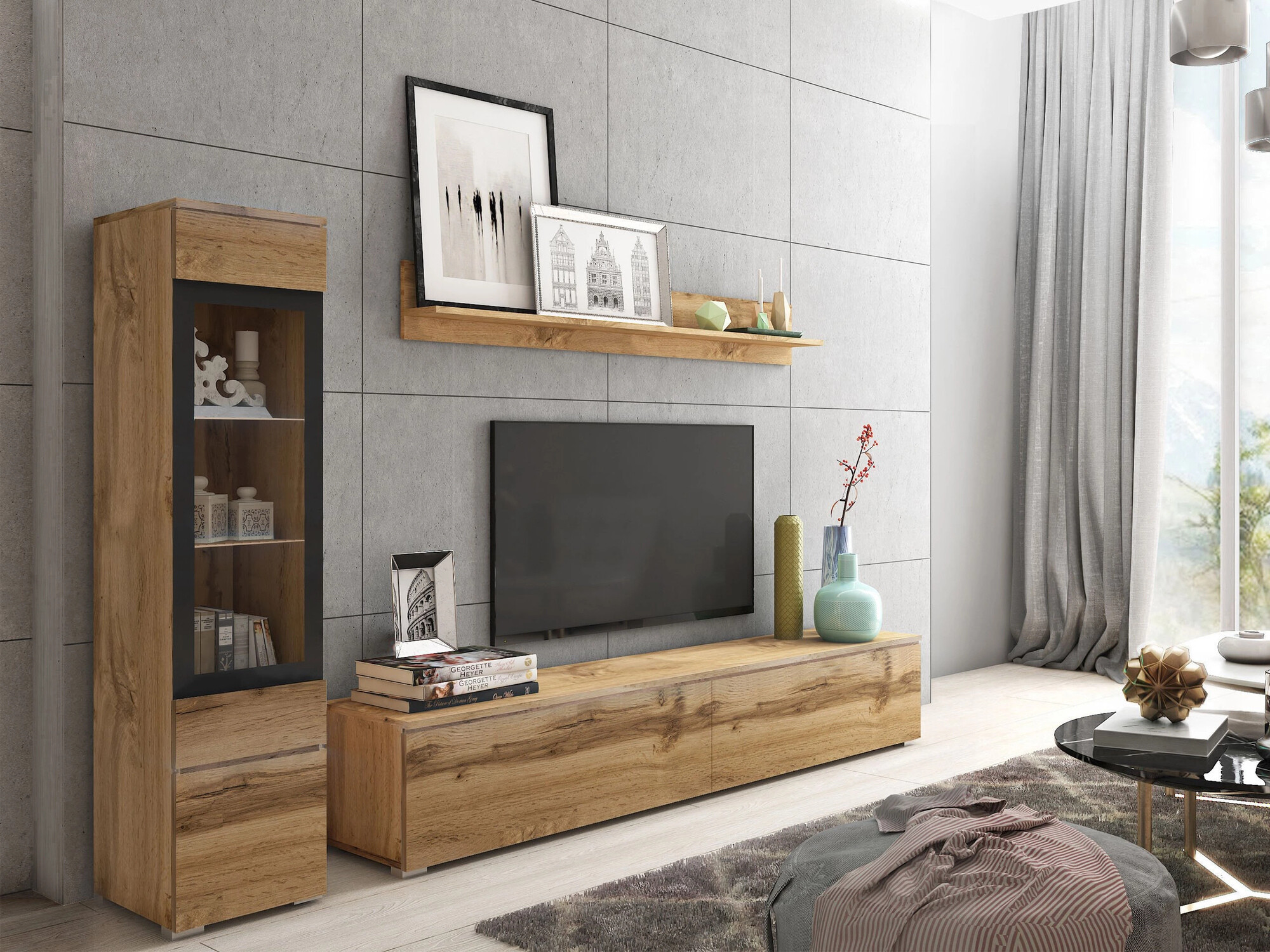 Conjunto de salón Mirfivo 100 (Roble wotan)