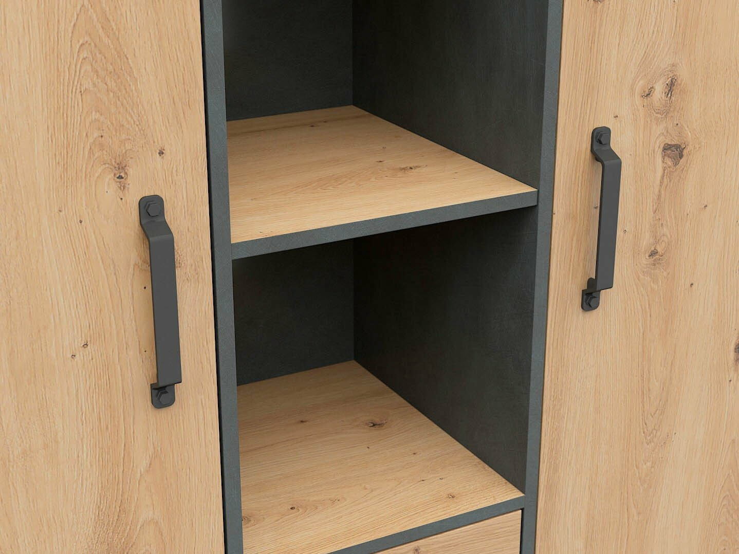 Estantería Belsera 107 (Roble Artisan + Madera gris)