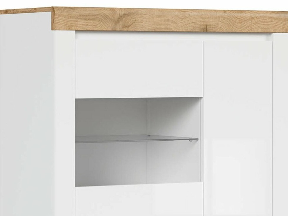 Estantería Sonsoru 105 (Blanco + Blanco brillante + Roble wotan)