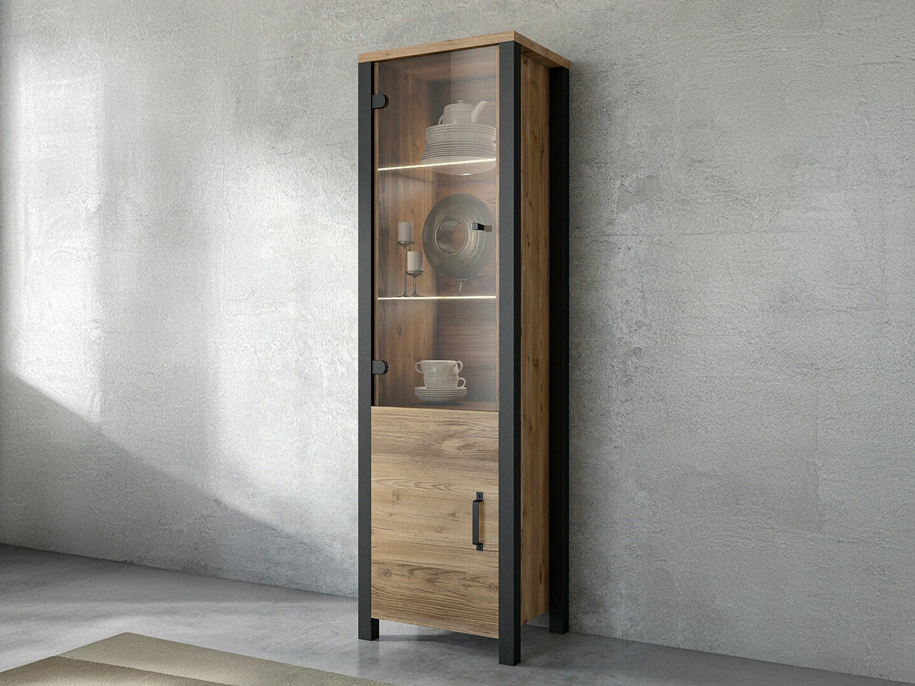 Estantería Tornua 101 (Abeto oscuro + Negro mate)