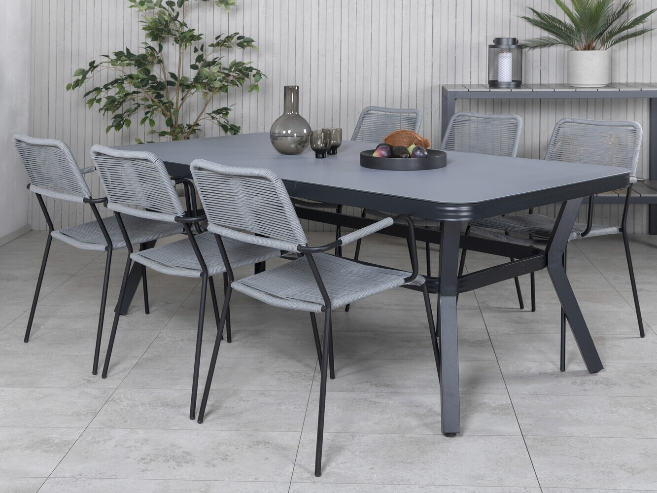 Conjunto de mesa y sillas Dallas 2985 (Gris + Negro)