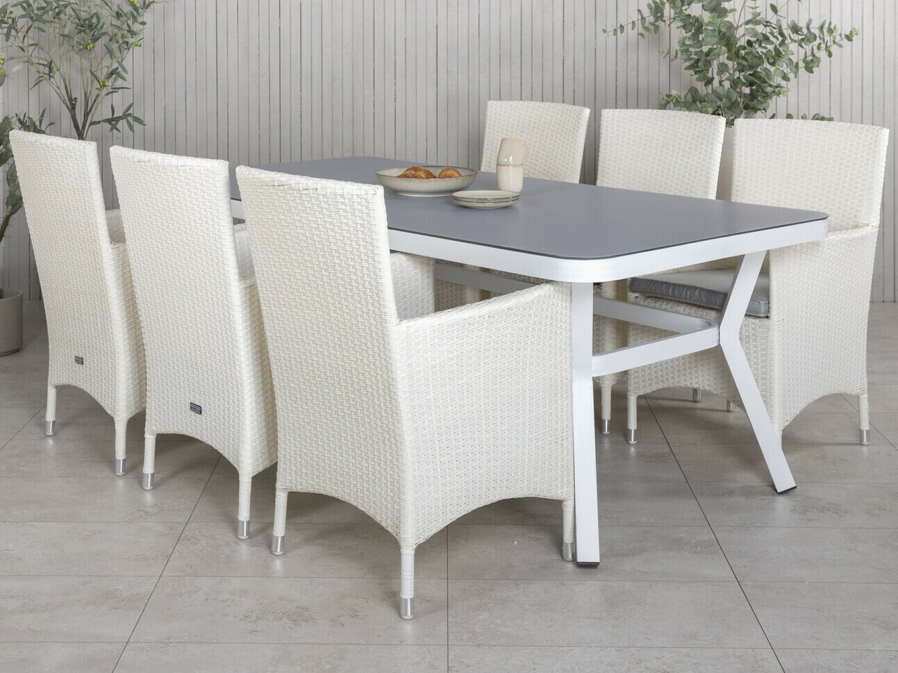 Conjunto de mesa y sillas Dallas 2987 (Blanco + Gris)